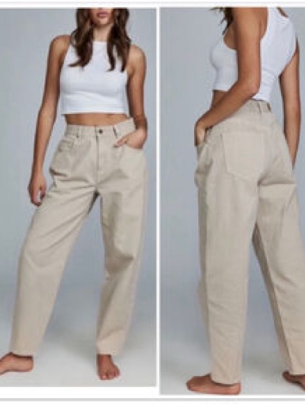 Cotton On Slouch Mom Jean in Light Beige Barrel Style Size 6